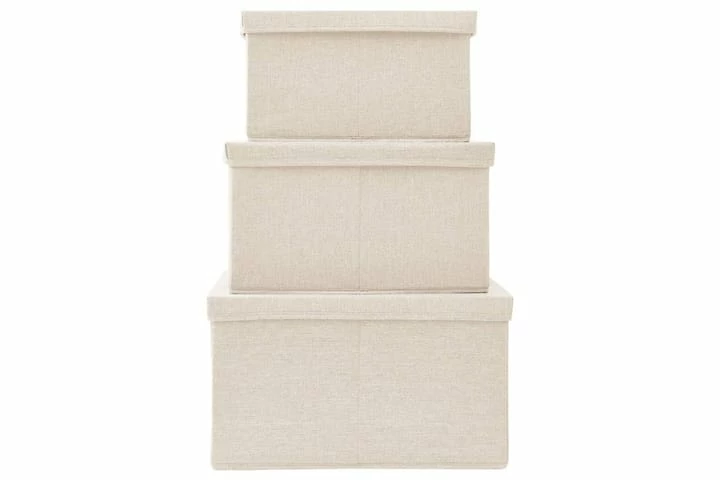 Stablebare Oppbevaringsbokser 3 Stk Stoff Kremhvit - Bilde 13