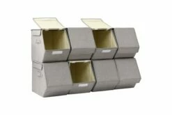 Stablebare Oppbevaringsbokser Med Lokk 8 Stk Stoff Grå