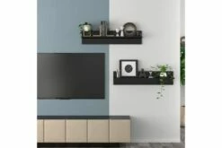 Vegghyller 2 Stk Høyglans Svart 80x11,5x18 Cm Sponplate