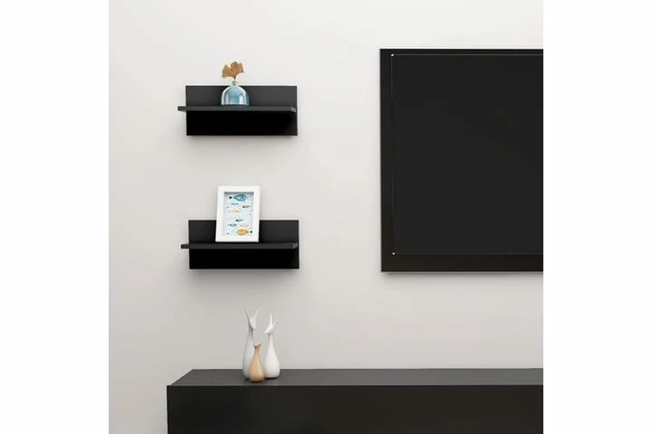 Vegghyller 2 Stk Svart 40x11,5x18 Cm Sponplate - Bilde 6