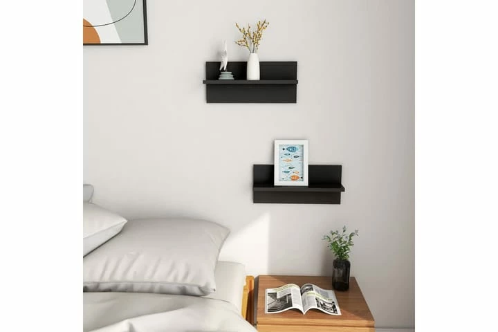 Vegghyller 2 Stk Svart 40x11,5x18 Cm Sponplate - Bilde 7