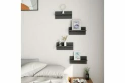 Vegghyller 4 Stk Høyglans Grå 40x11,5x18 Cm