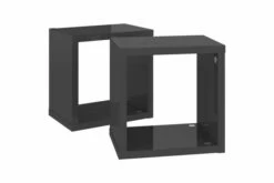 Vegghyller Kubeformet 2 Stk Høyglans Grå 22x15x22 Cm