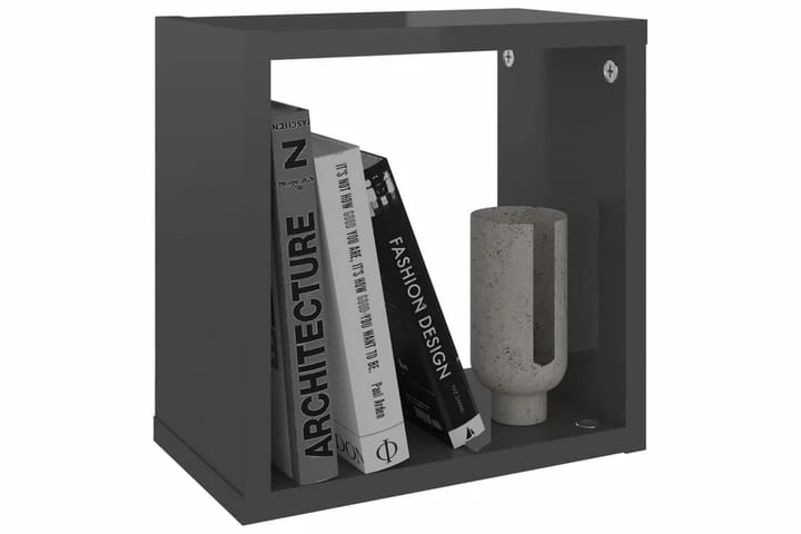 Vegghyller Kubeformet 2 Stk Høyglans Grå 26x15x26 Cm - Bilde 5