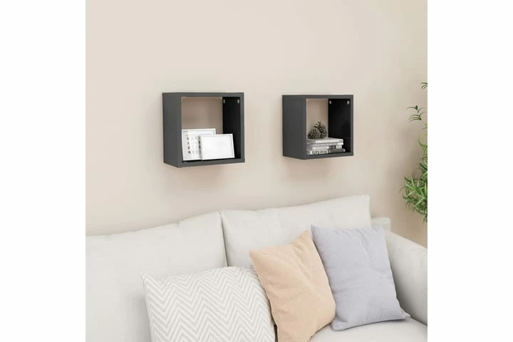 Vegghyller Kubeformet 2 Stk Høyglans Grå 26x15x26 Cm - Bilde 19