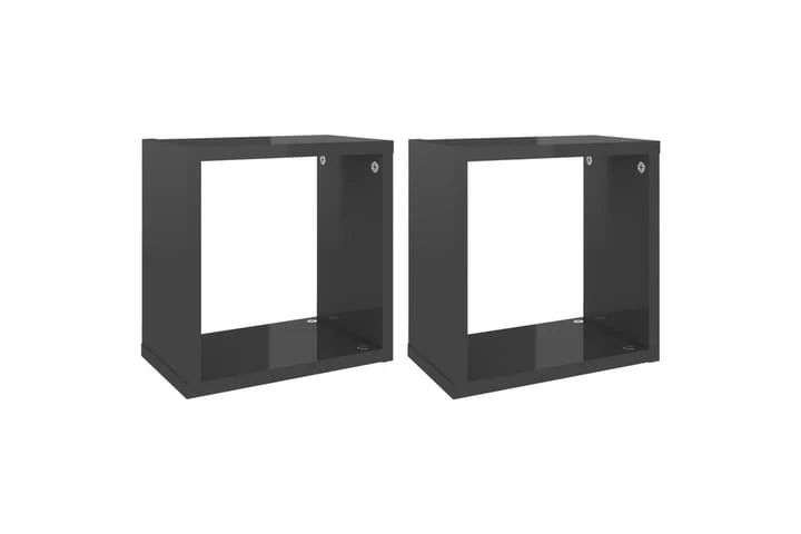 Vegghyller Kubeformet 2 Stk Høyglans Grå 26x15x26 Cm - Bilde 7