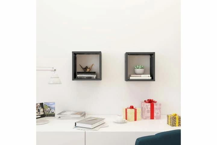 Vegghyller Kubeformet 2 Stk Høyglans Grå 26x15x26 Cm - Bilde 15