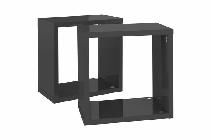 Vegghyller Kubeformet 2 Stk Høyglans Grå 26x15x26 Cm - Bilde 8