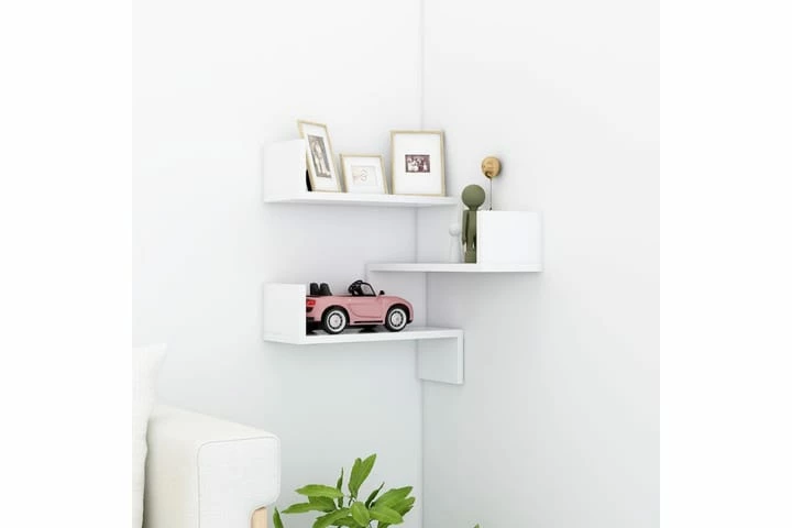 Veggmontert Hjørnehylle Hvit 40x40x50 Cm Sponplate - Bilde 14