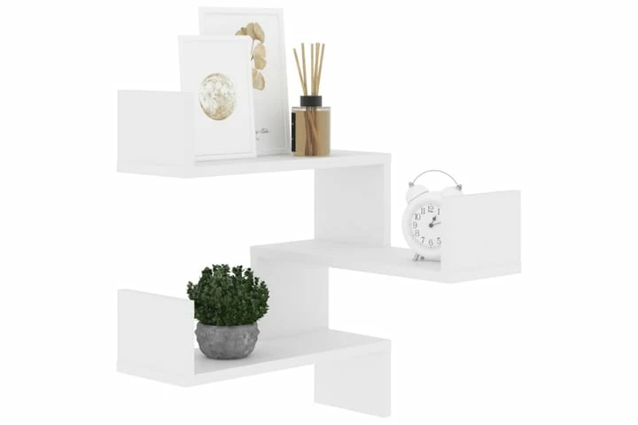 Veggmontert Hjørnehylle Hvit 40x40x50 Cm Sponplate - Bilde 12