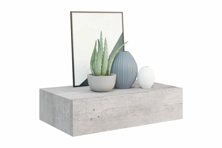 Veggmonterte Skuffehyller 2 Stk Betonggrå 40x23,5x10 Cm MDF - Bilde 11