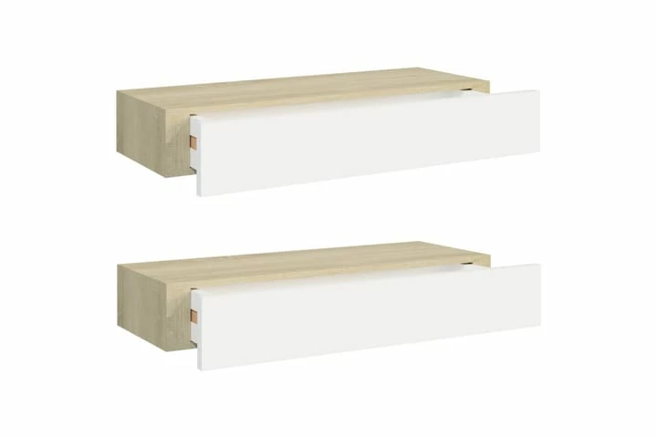 Veggmonterte Skuffehyller 2 Stk Eik Og 60x23,5x10 Cm MDF - Bilde 15