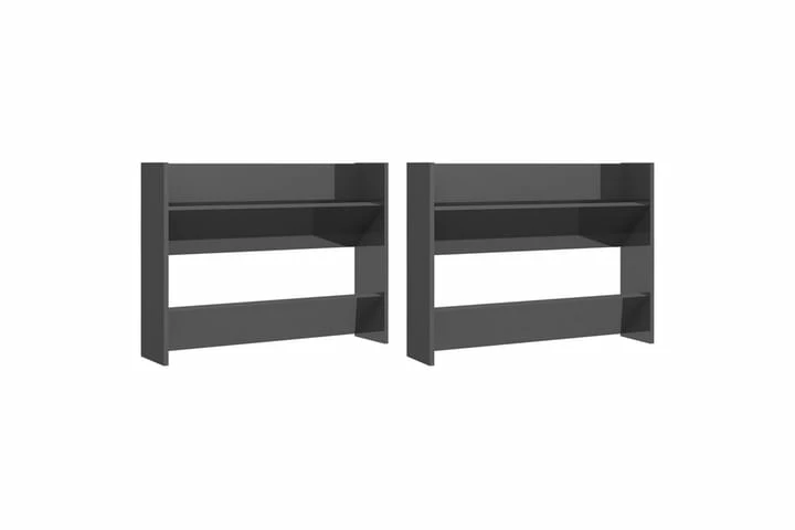 Veggskoskap 2 Stk Høyglans Grå 80x18x60 Cm Sponplate - Bilde 14