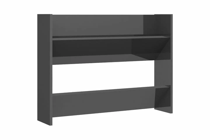 Veggskoskap 2 Stk Høyglans Grå 80x18x60 Cm Sponplate - Bilde 11