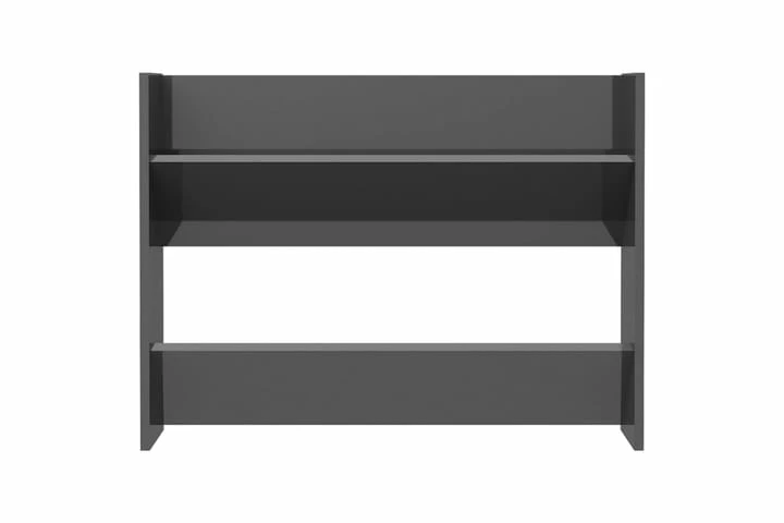 Veggskoskap 2 Stk Høyglans Grå 80x18x60 Cm Sponplate - Bilde 7