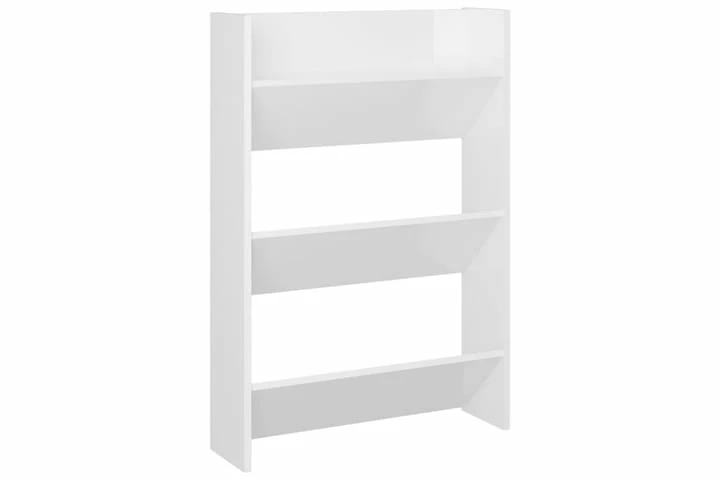 Veggskoskap 2 Stk Høyglans Hvit 60x18x90 Cm Sponplate - Bilde 7