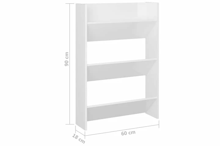 Veggskoskap 2 Stk Høyglans Hvit 60x18x90 Cm Sponplate - Bilde 15