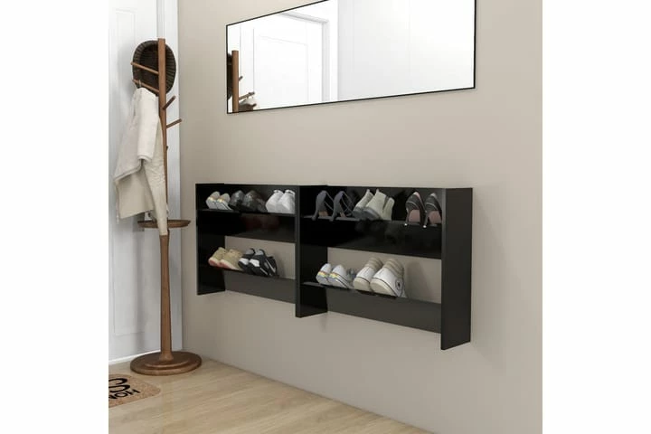 Veggskoskap 2 Stk Svart 80x18x60 Cm Sponplate - Bilde 16