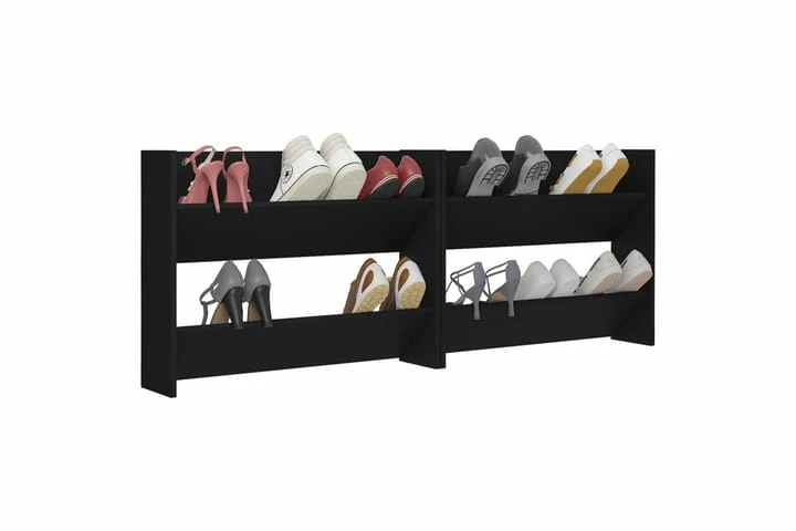 Veggskoskap 2 Stk Svart 80x18x60 Cm Sponplate - Bilde 15