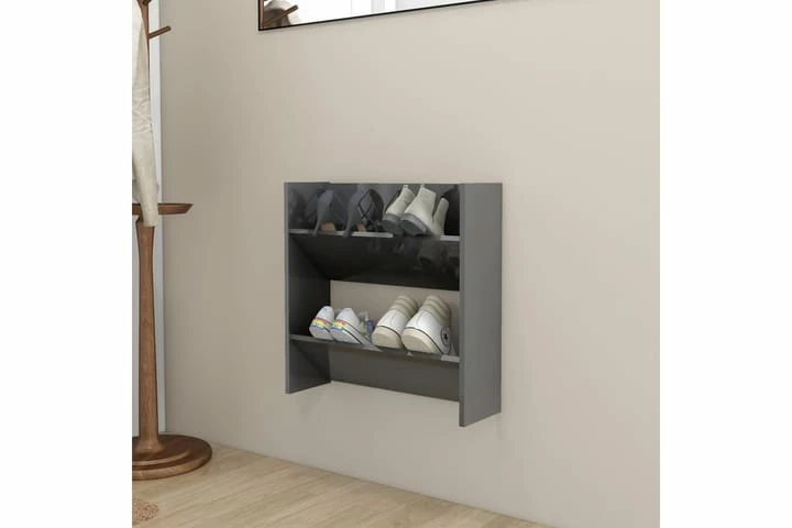 Veggskoskap Høyglans Grå 60x18x60 Cm Sponplater - Bilde 12