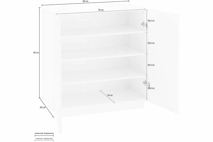 Vegia Skoskap 80x38 Cm 2 Dører - Bilde 4
